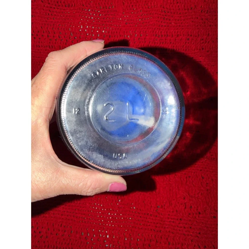 Vintage Carlton Glass 2L Goose Canister Jar with Blue Lid Made in USA